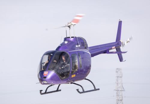 photo of Bell 505 first single-engine helicopter to fly using 100% sustainable aviation fuel; Neste/Virent fuel partnership image