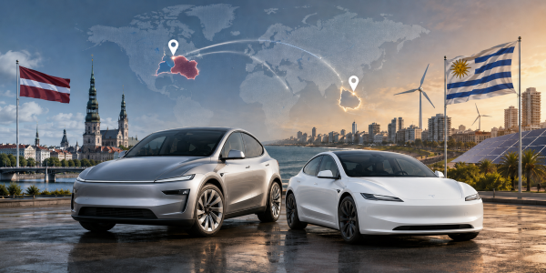 Tesla launches in Latvia and Uruguay,…