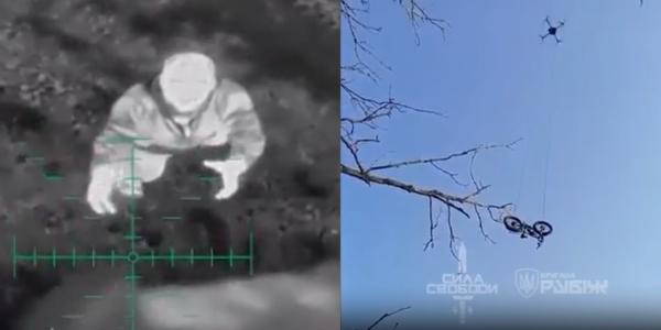 Drone drops electric bike to help…