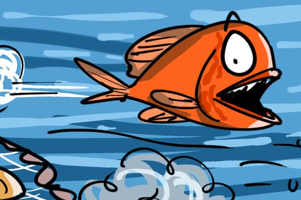 The roughed-up roughy fish (cartoon)